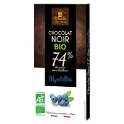 Chocolat Noir 74% Myrtilles Bio – 100g – Moulin des Moines