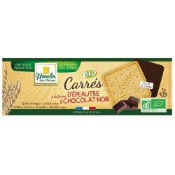 Carrés d’Epeautre Nappés de Chocolat Bio – 160g – Moulin des moines