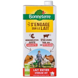 Lait Stérilisé UHT Entier – 1 litre – Bonneterre