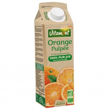 Pur Jus d’Orange Pulpée Bio – 1L – Vitamont