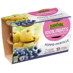 Purée 100% Fruit Pomme Myrtille - 400g - Danival