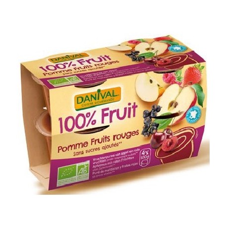 Purée 100% Fruit Pomme Fruits Rouges - 400g - Danival