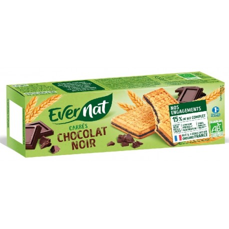 Biscuits Carrés Chocolat Noir - 225g - Evernat