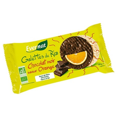 Galettes de Riz Chocolat Noir Orange - 100g - Evernat