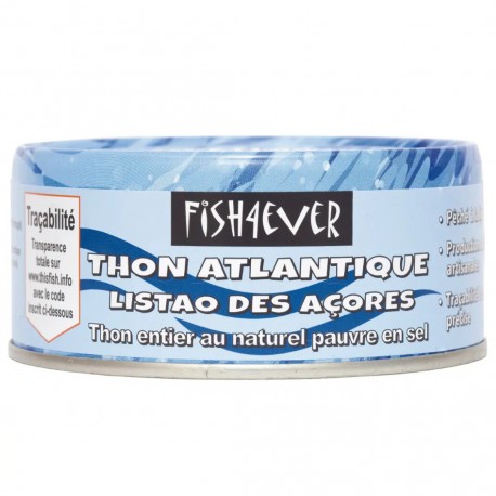 Thon Listao Entier au Naturel Pauvre en Sel - 110 g - Fish4Ever