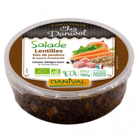 Salade de Lentilles, Dés de Jambon & Sauce Moutarde Bio - 180 g - DANIVAL