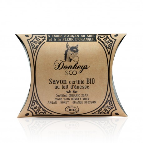 Savon Bio au lait d'ânesse Argan, Miel, Fleur d'Oranger - 100g - Donkeys & Co