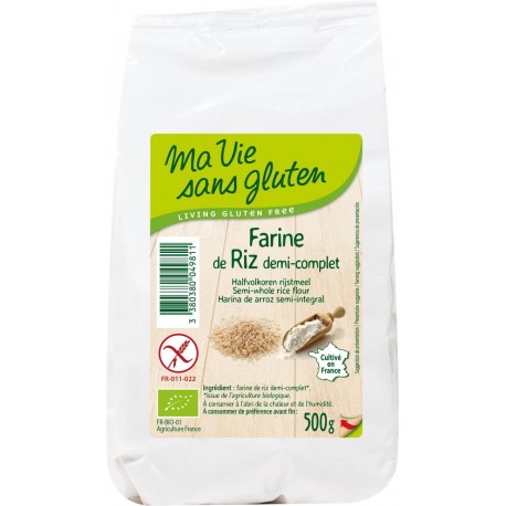 Farine de Riz Demi-Complet Bio - 500gr - Ma Vie Sans Gluten