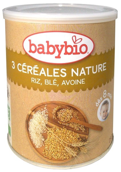 Babybio 3 céréales nature blé avoine riz - Bio - Diversification