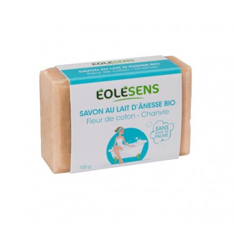 Savon au Lait d'Ânesse Bio Fleur de Coton/Chanvre - 100gr - Eolésens