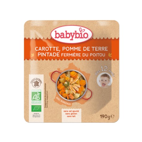 Sachet Carotte Pomme de terre & pintade - 190g - Babybio