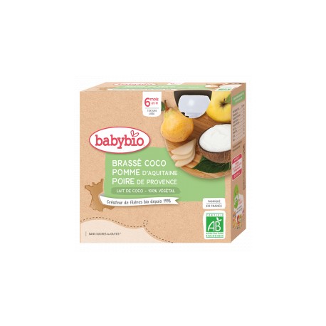 Brassé Lait de Coco Pomme Poire - 4x85g - Babybio