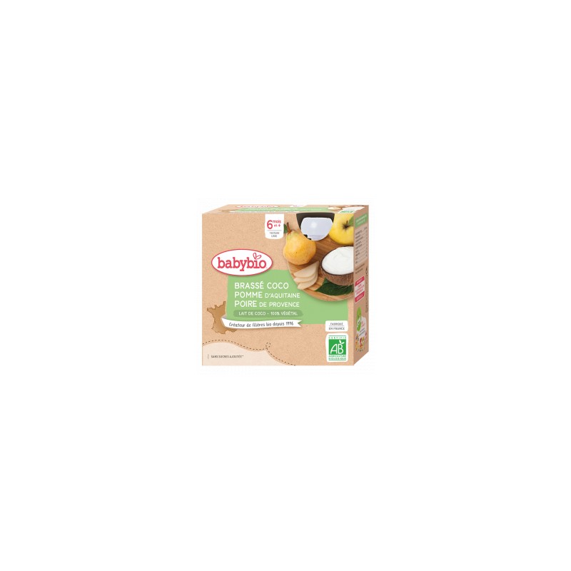 GOURDE BRASSÉ AU LAIT DE COCO POMME POIRE 4X85G BABYBIO