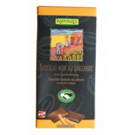 Chocolat Noir Gingembre Végan - 80g - Rapunzel