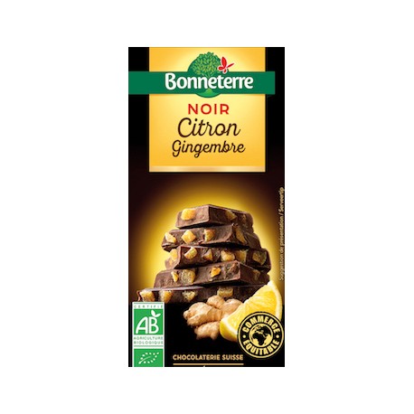 Chocolat Noir Citron Gingembre 100g -Bonneterre