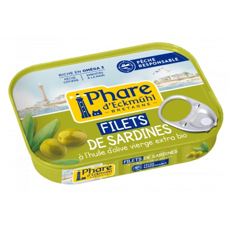 Filets de Sardines à l'Huile d'Olive Bio - 100g - Phare d'Eckmühl