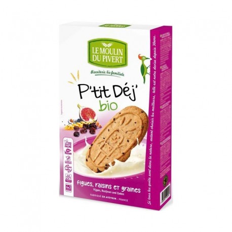 Biscuits P'tit Dej' Figues Raisins & Graines - 190g - Moulin du Pivert