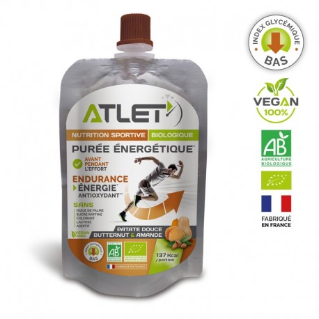 Purée Énergétique Bio Butternut & Patate Douce Amande – 100g – Atlet