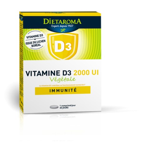 Vitamine D3 Végétale 2000 UI - 40 Compriés - Dietaroma