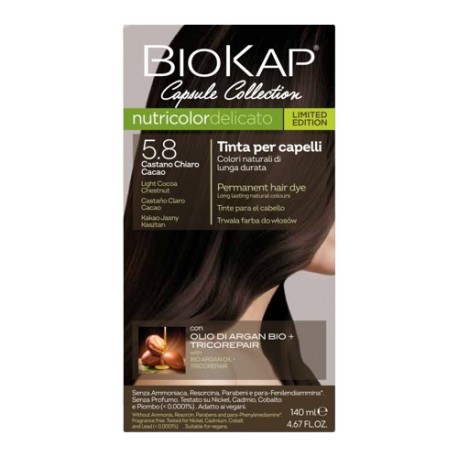 Coloration 5.8 Nutricolor Delicato Châtain Clair Cacao - 140ml - Biokap