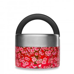 Boite Repas Poignée Isotherme Flowers Rouge - 650ml - Qwetch