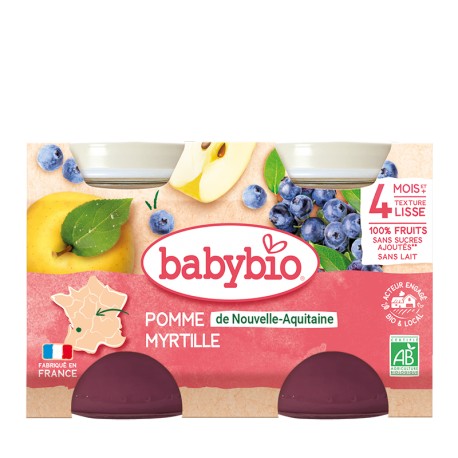 Petits Pots Pommes Myrtilles - 2x130g - Babybio