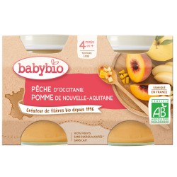 Petits Pots Pêche, Pomme - 2x130g - Babybio