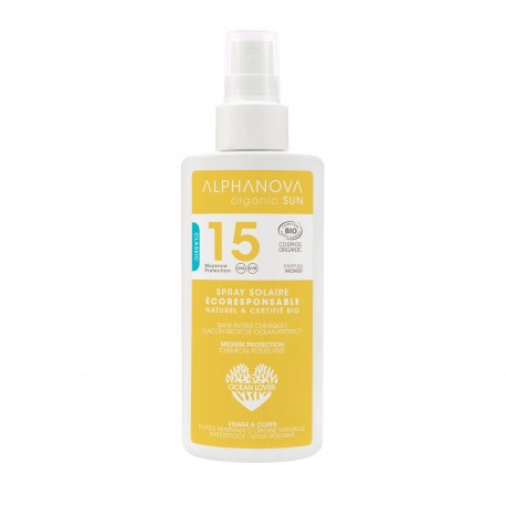 Spray Solaire Bio Moyenne Protection SPF15 Adultes - 125g - Alphanova