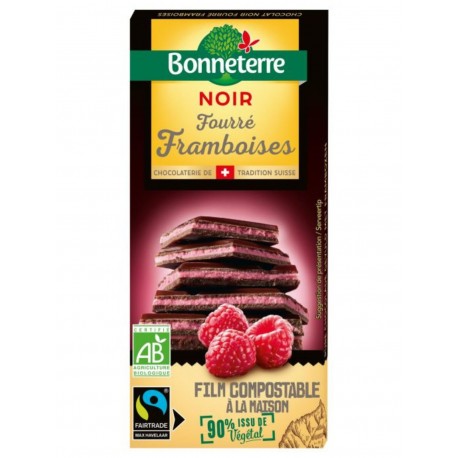 Chocolat Noir Fourré Framboise – 100g - Bonneterre