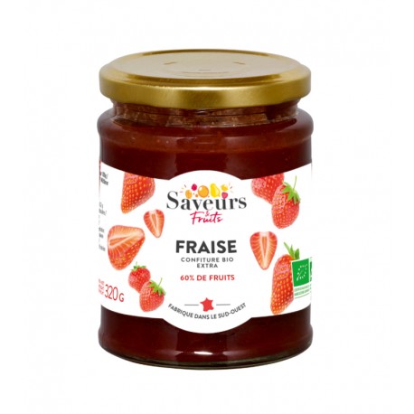 Confiture Extra Fraise Bio - 320g - Saveurs Fruits