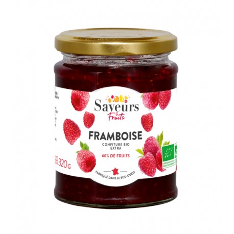 Confiture Extra Framboise Bio - 320g - Saveurs Fruits