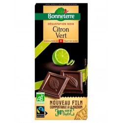 Chocolat Noir Citron Vert – 90g – Bonneterre