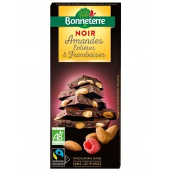 Chocolat Noir Amandes Entières et Framboise – 180g - Bonneterre