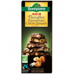 Chocolat Noir Noisettes Caramélisées et Sel de Guérande - 180g - Bonneterre