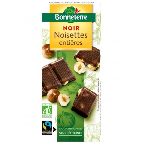 Chocolat Noir Noisettes Entières - 200g - Bonneterre