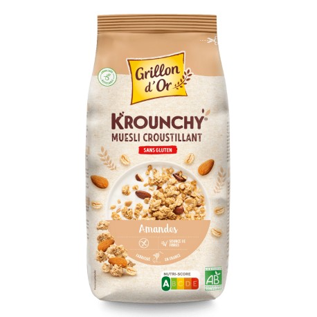 Krounchy Amande Avoine Sans Gluten - 500g - Grillon d'Or